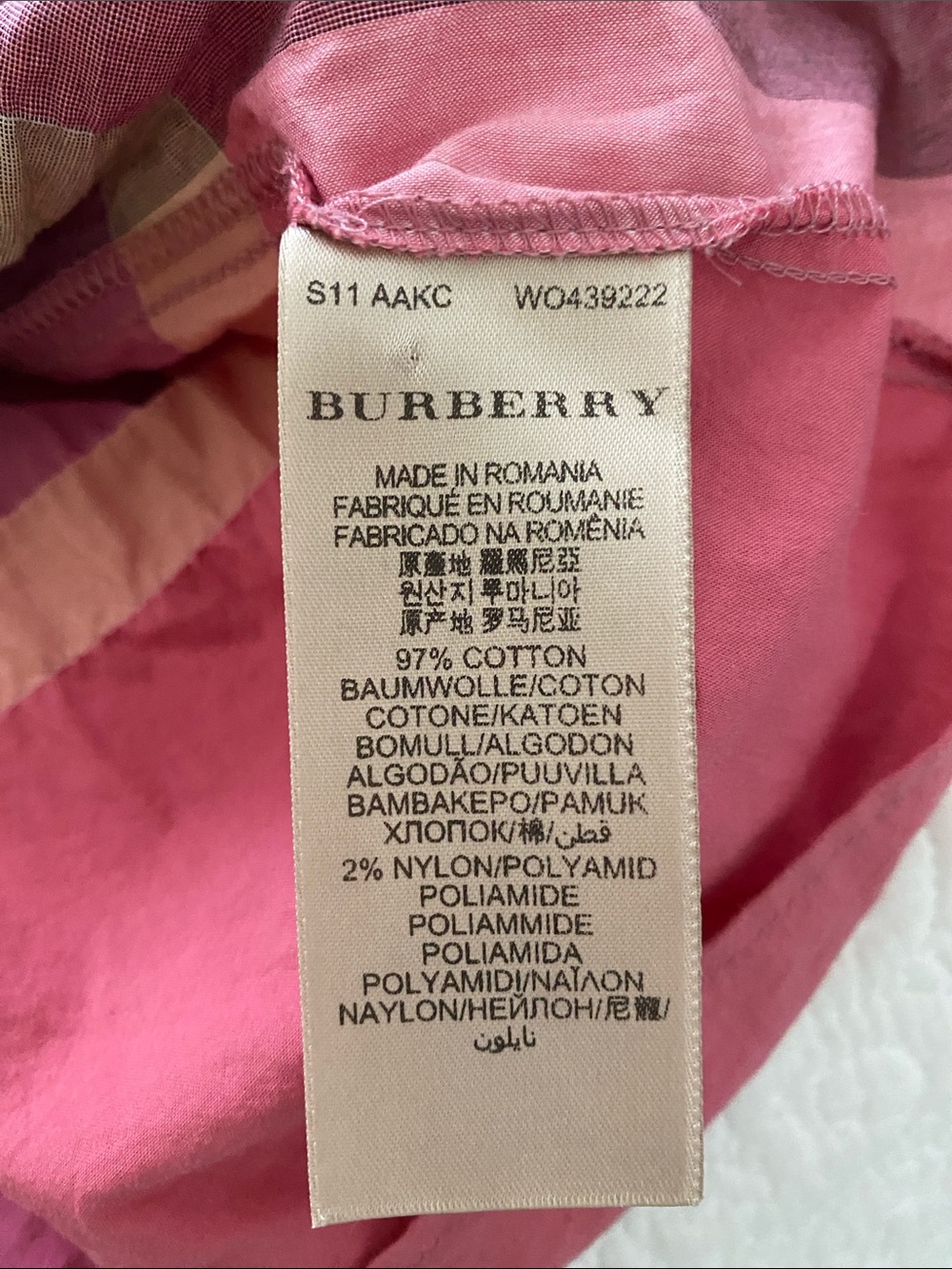 Burberry Brit Pink Nova Check Cotton Button Front Tunic Size XL - Picture 10 of 10